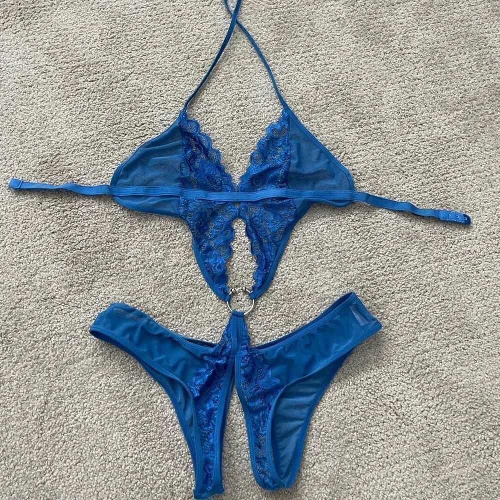 Blue lingerie teddy